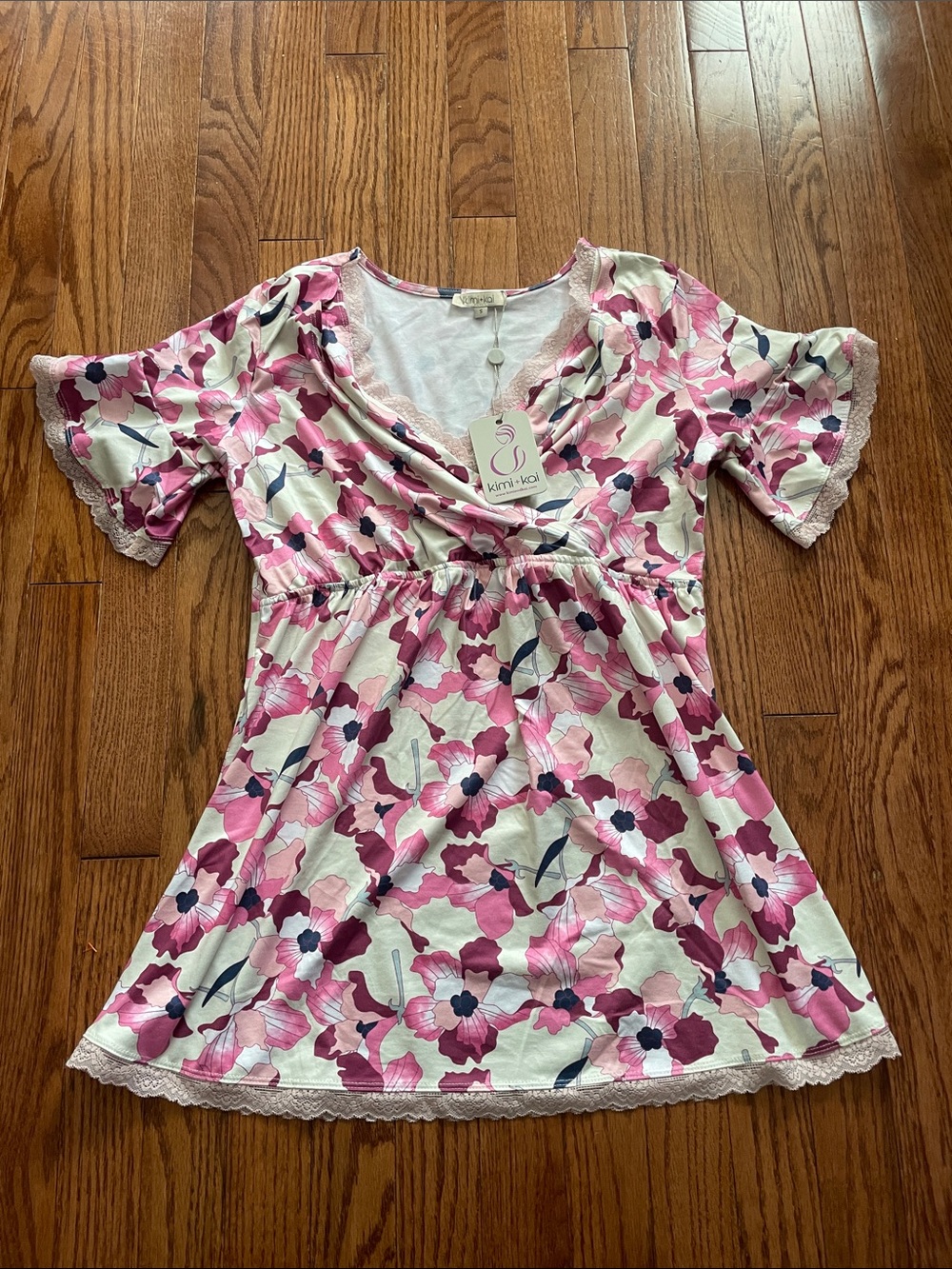 Kimi and Kai Pink Floral Maternity Pajamas Women’s Sz Small NWT
